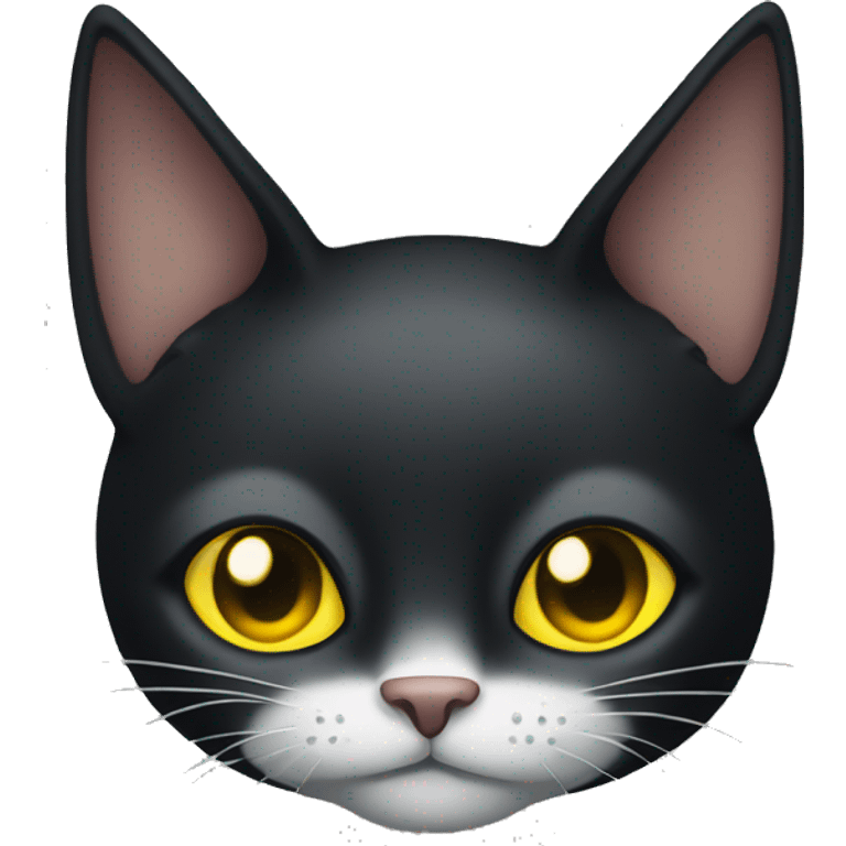 Black cat with folded ears and yellow eyes  emoji