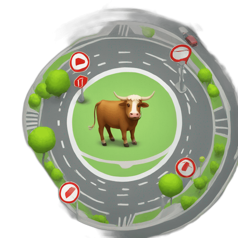 ox in a traffic circle with stop sign emoji