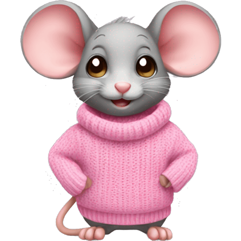 Cute mouse wearing sweater pink emoji