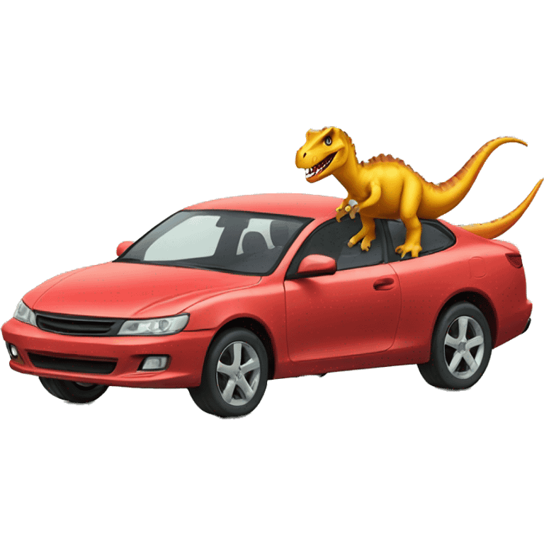 Dinosaur in car emoji