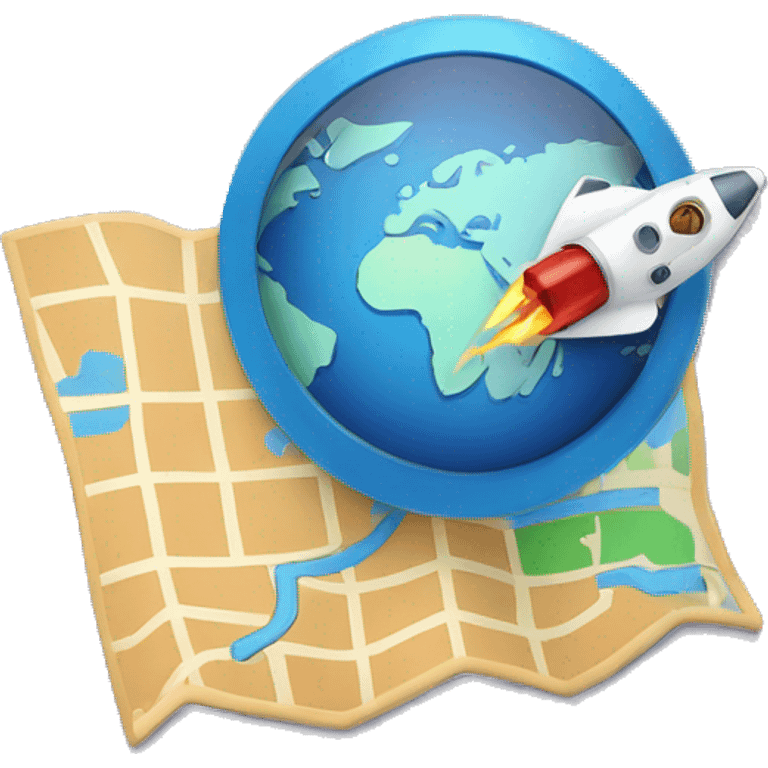 map with pin and spaceship emoji