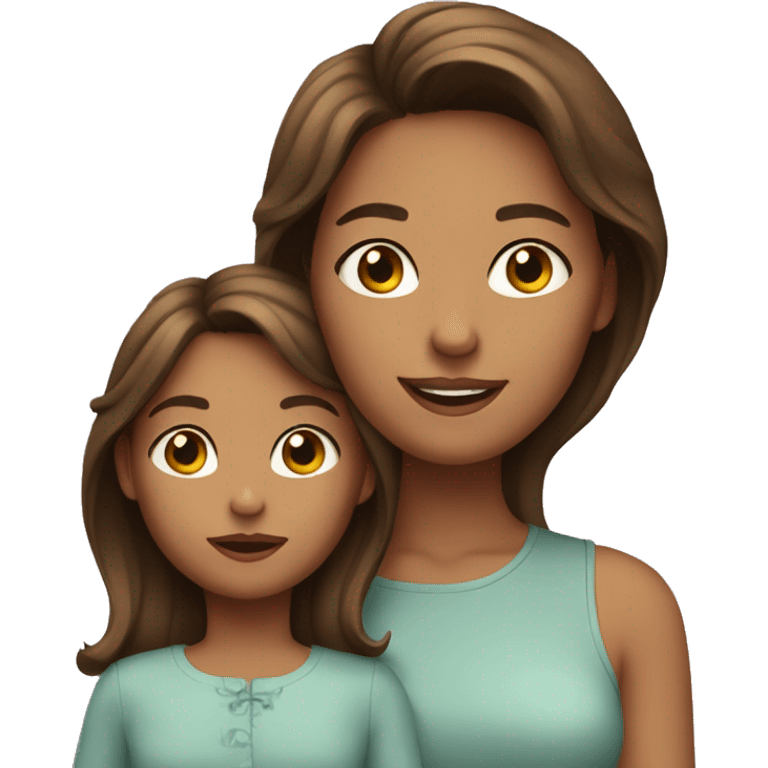 girl brown hair with a little daughter  emoji