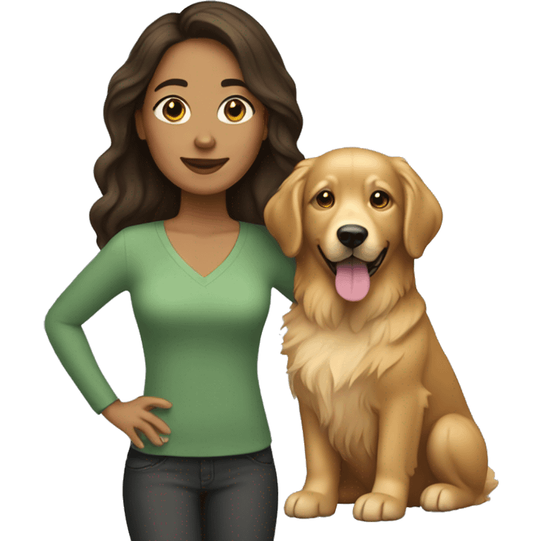 Brunette woman with golden retriever  emoji