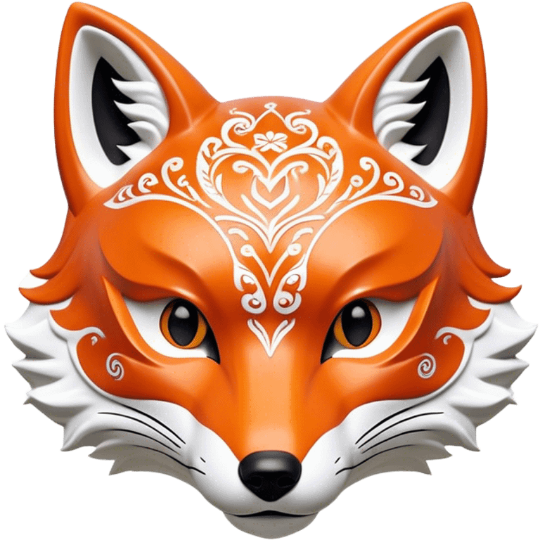 ​Cinematic Realistic Japanese Kitsune Mask, depicted as an intricately carved fox mask with flowing, delicate features and vivid traditional patterns, its mysterious eyes set against a softly blurred background that emphasizes its mystical allure and cultural significance, rendered with detailed textures and refined lighting, emoji