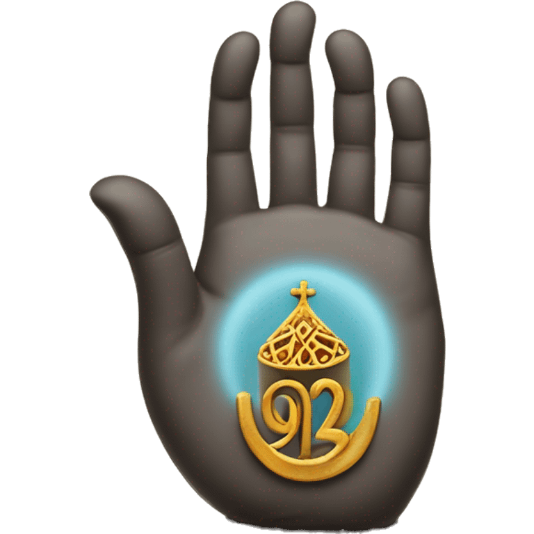 the hand of fatima with the sentence « 92i » wrote in the palm of the hand emoji