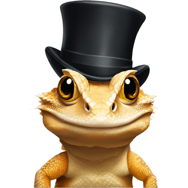 bearded dragon with a top hat emoji