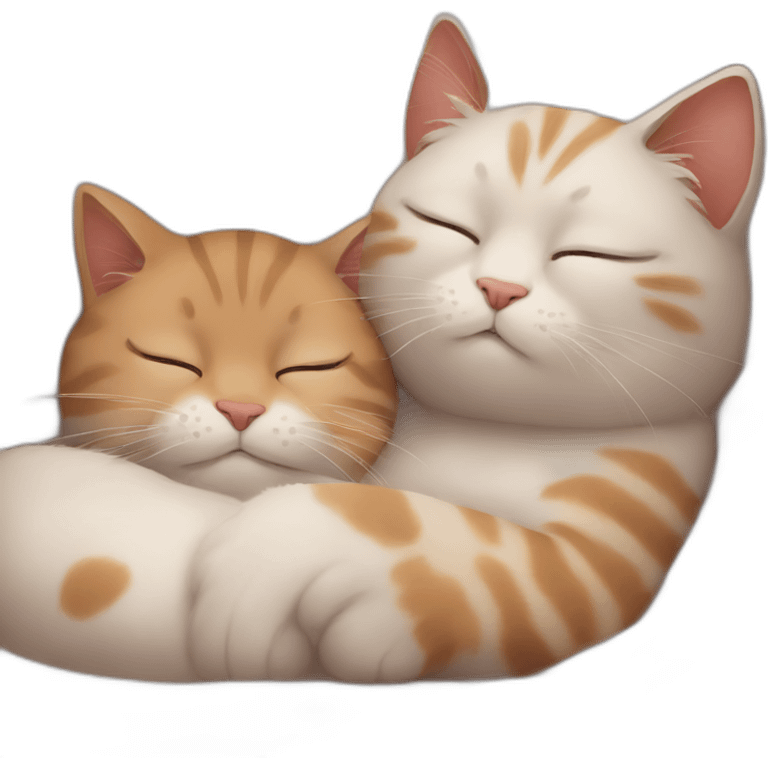 Two cats cute sleeping emoji