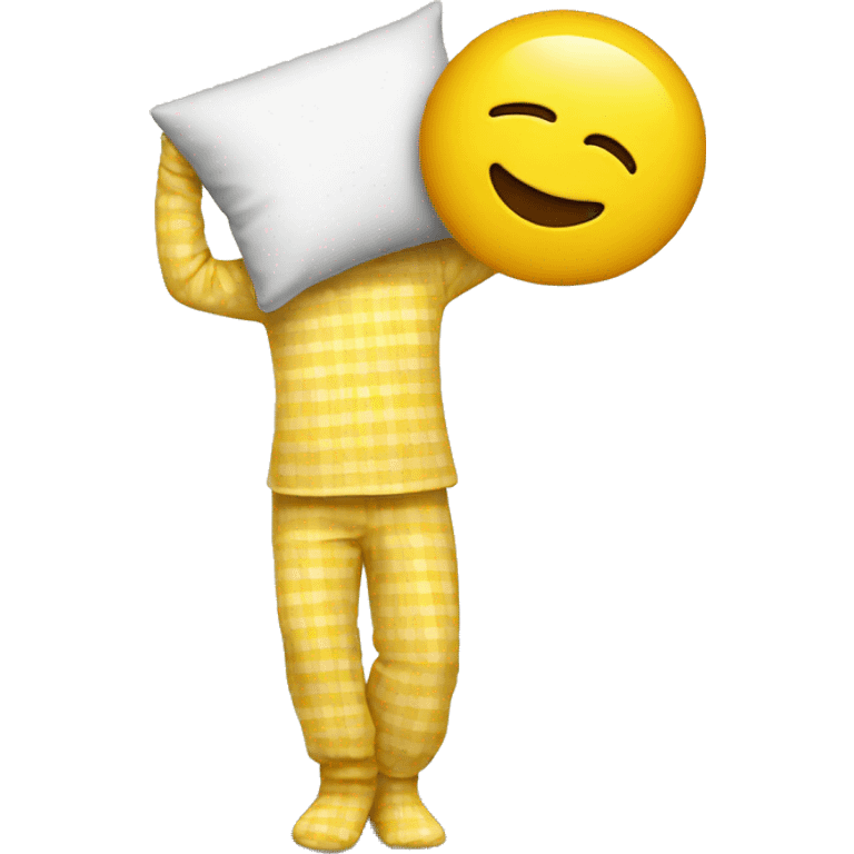 yellow emoji man with pillow head in pajamas emoji