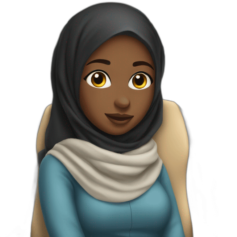 Hijab black girl dans un avion  emoji