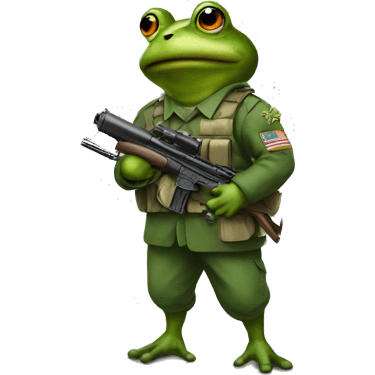  a military frog with a gun emoji