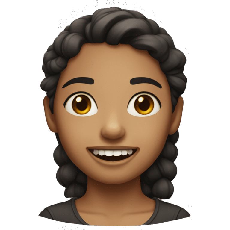 a short girl with shar teeth emoji