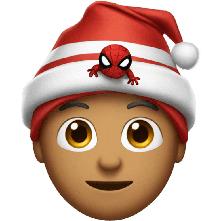 Spiderman with a santa hat emoji