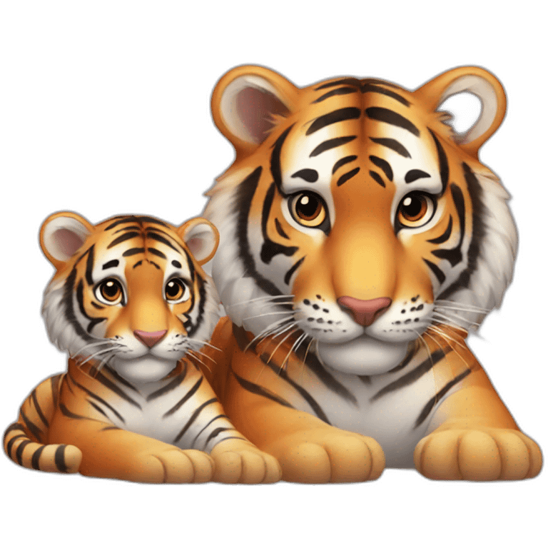 tiger and baby tiger emoji