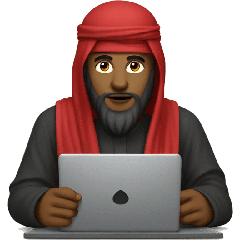 A caliph with red clothes writing in a laptop emoji