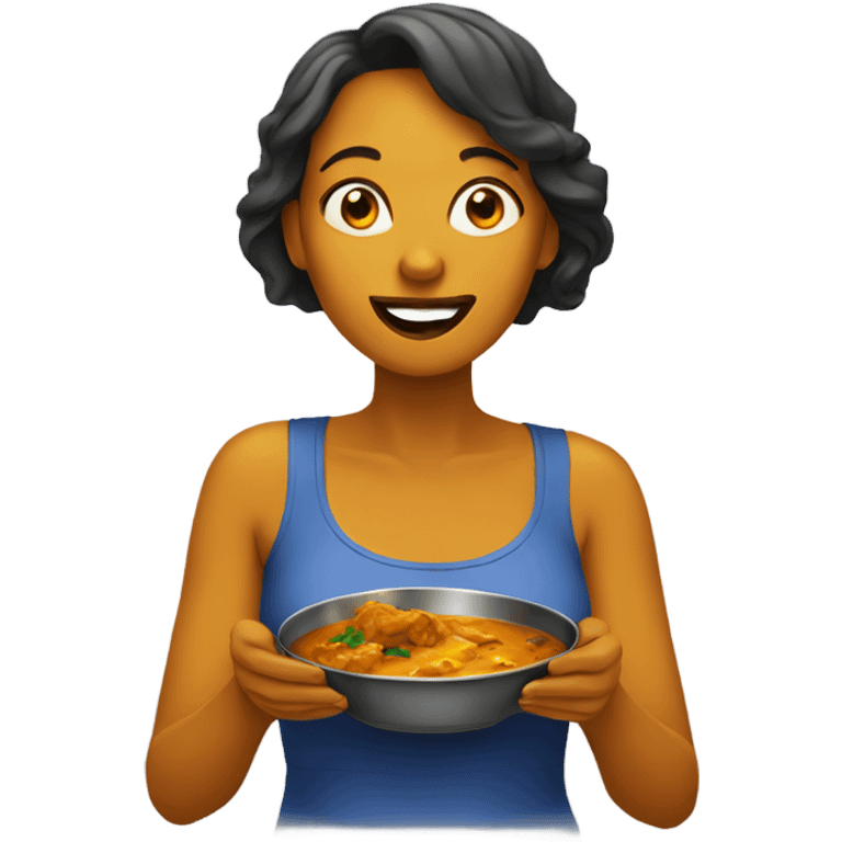 woman eating curry emoji