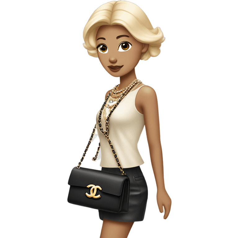 Blonde Chanel Asian Girl with Birkin bag and Chanel necklace emoji