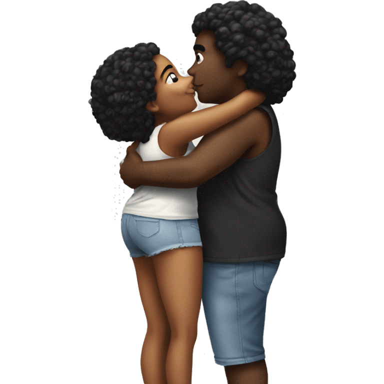 black fat boy kiss beautiful skinny black girl emoji