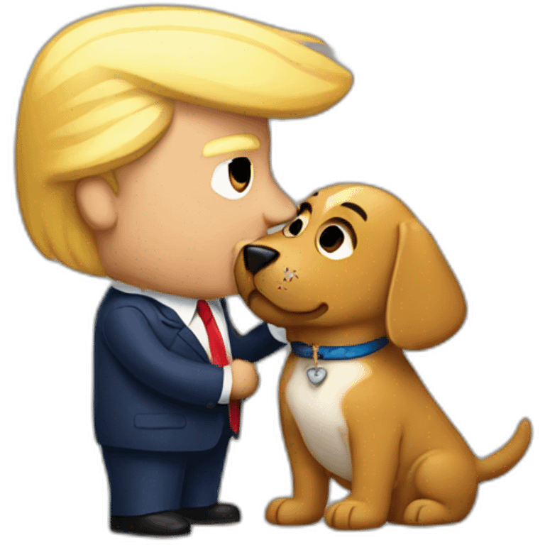 trump kissing a dog emoji