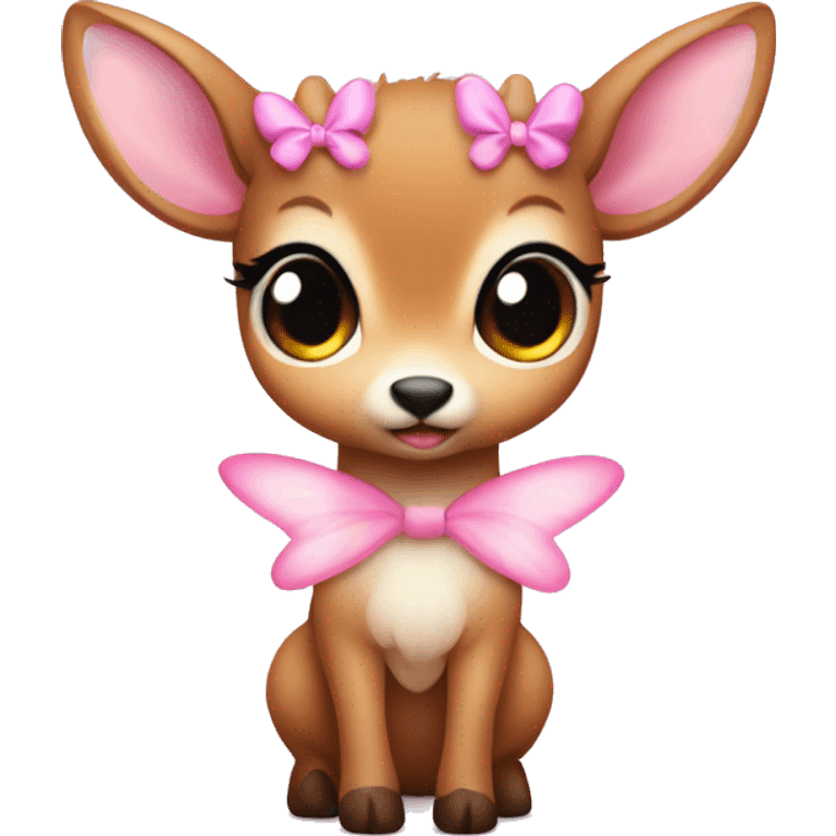 baby deer with fairy wings and a pink bow around its neck  emoji