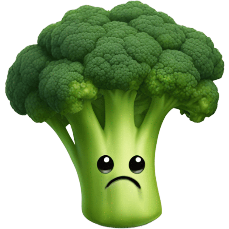 A broccoli with sad eyes and a trembling lip looks upset, as if saying goodbye. emoji