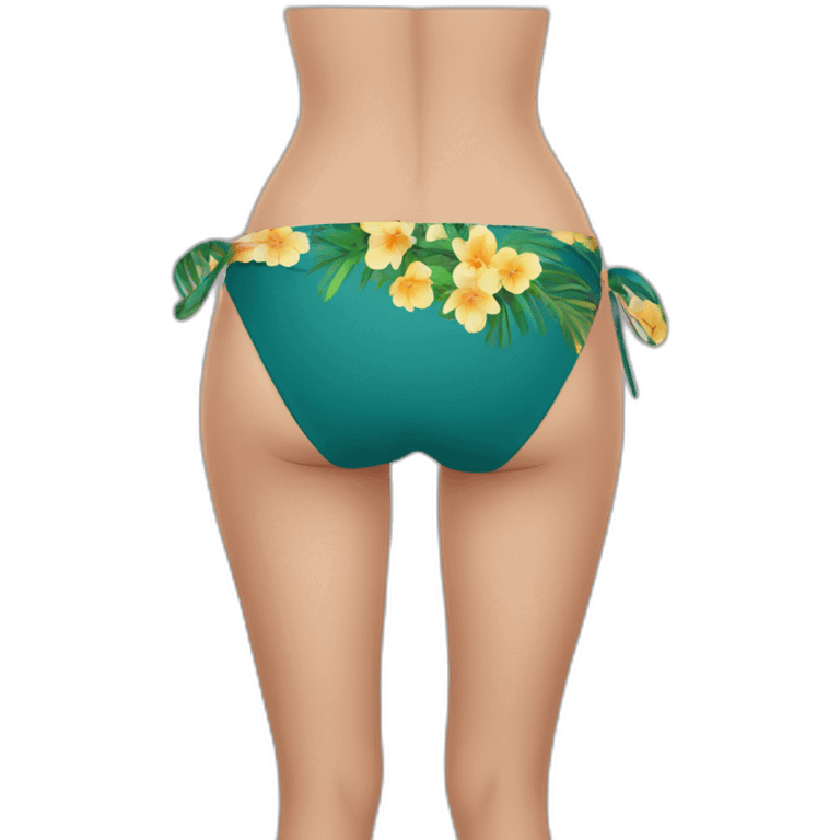 Mujer en bikini invisible  sosteniendo flor de María emoji