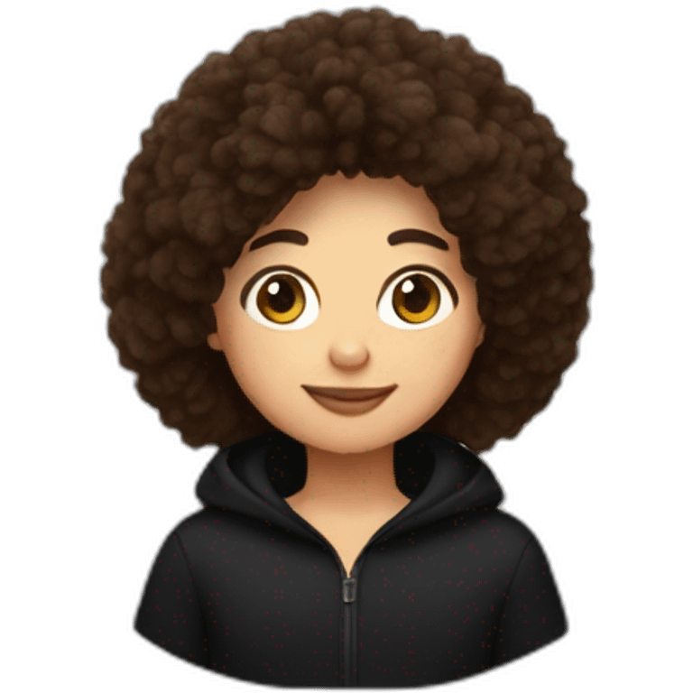 brown hair 30 year old in black fluffy fleece emoji