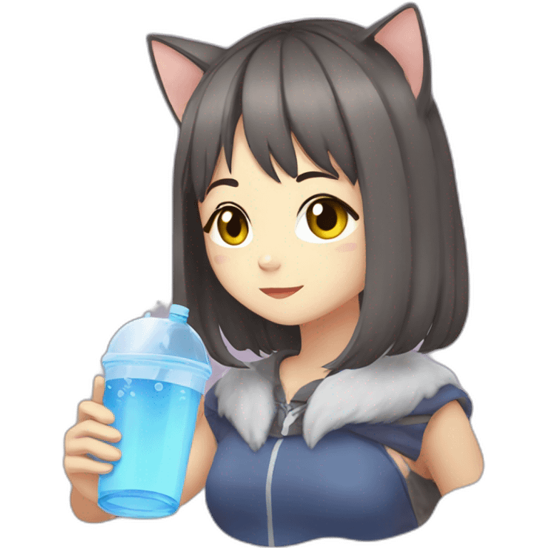 anime cat girl drinks water emoji