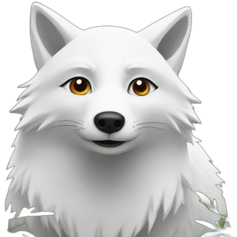 2 white fox in the forest emoji