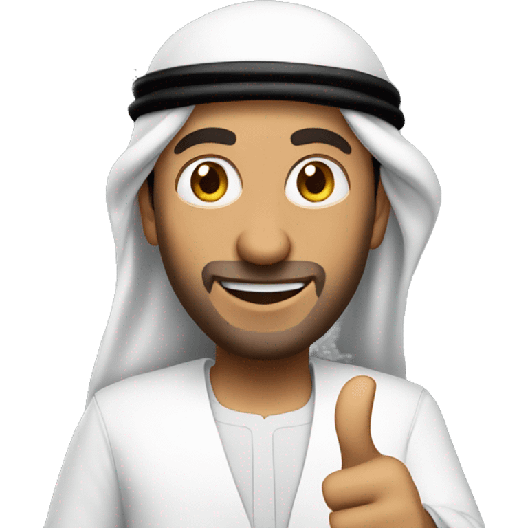 photorealistic Arab man shows thumbs up emoji