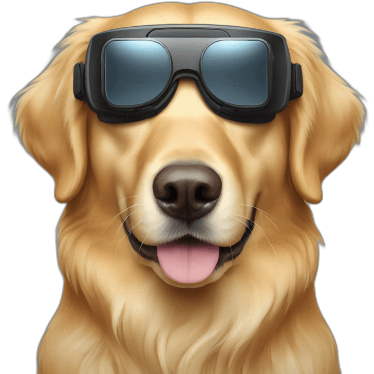 golden retriever with vr glasses emoji