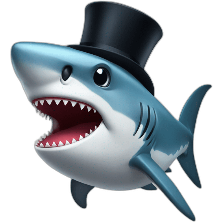 Shark with a top hat emoji