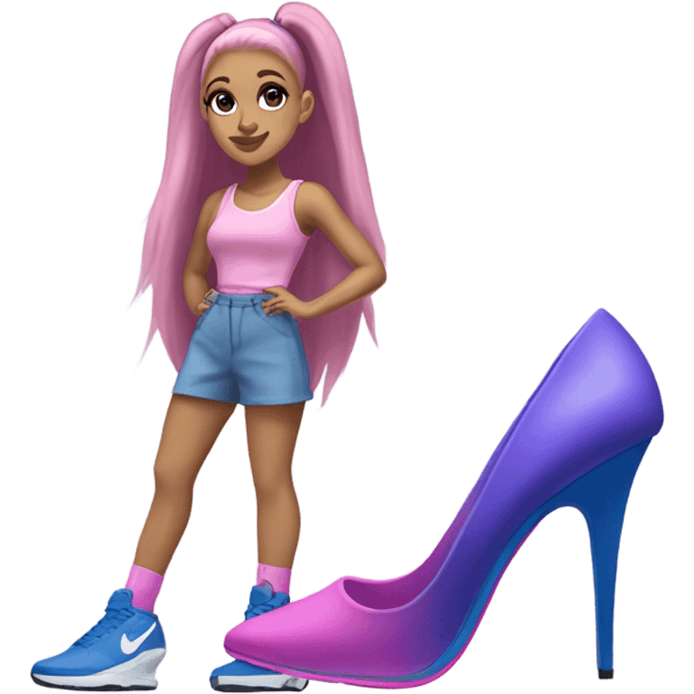 Ariana grande wearing pink purple blue Nike high heels  emoji