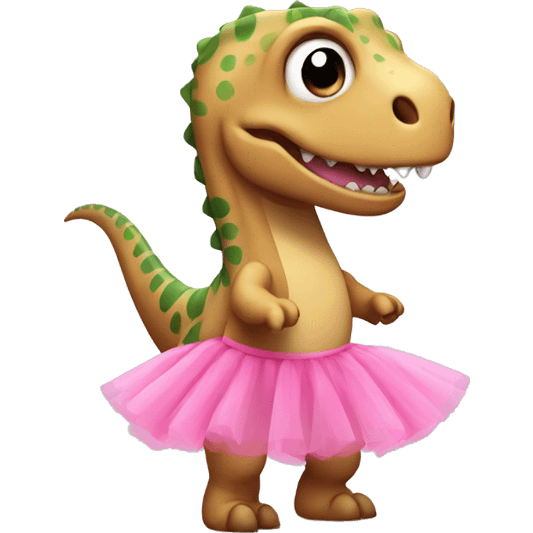 Dino with a pink tutu emoji