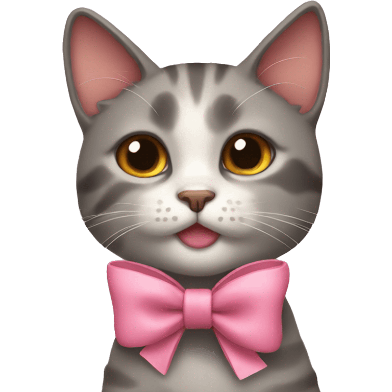 A cat with a cute bow emoji