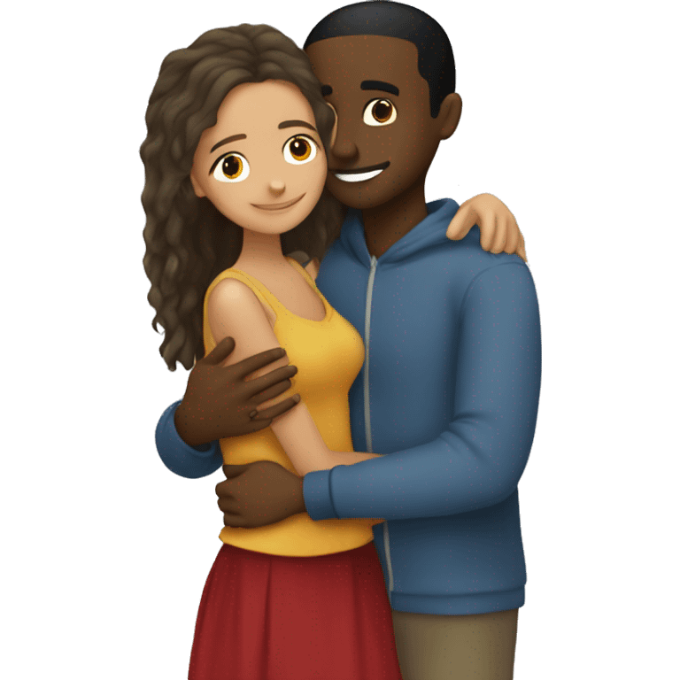 Somali guy with Spanish girlfriend hugging  emoji