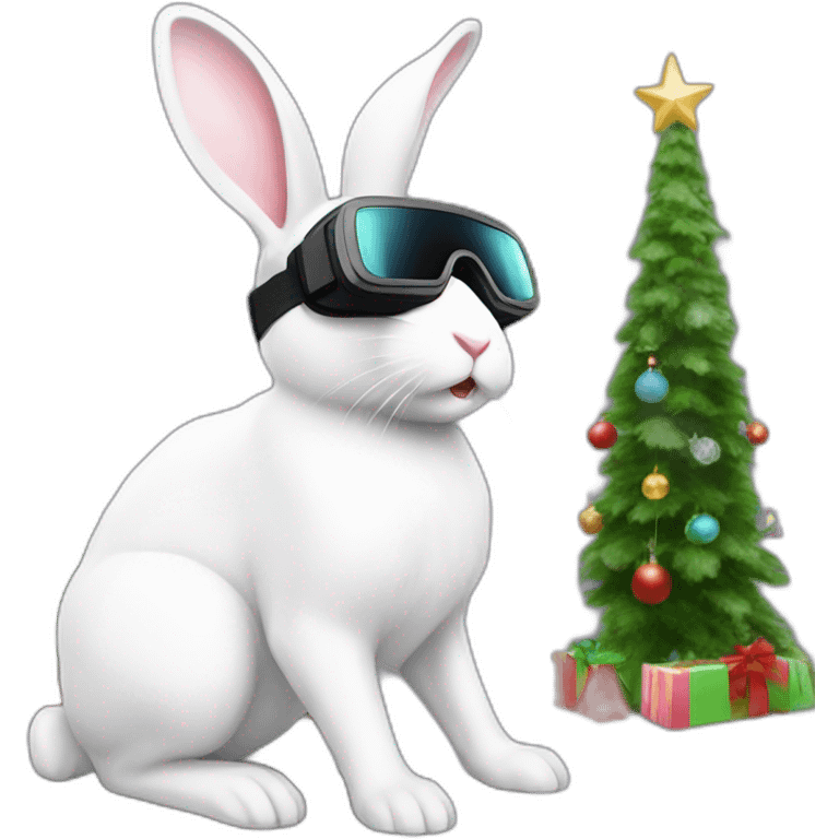 white Bunny in vr headset christmas emoji