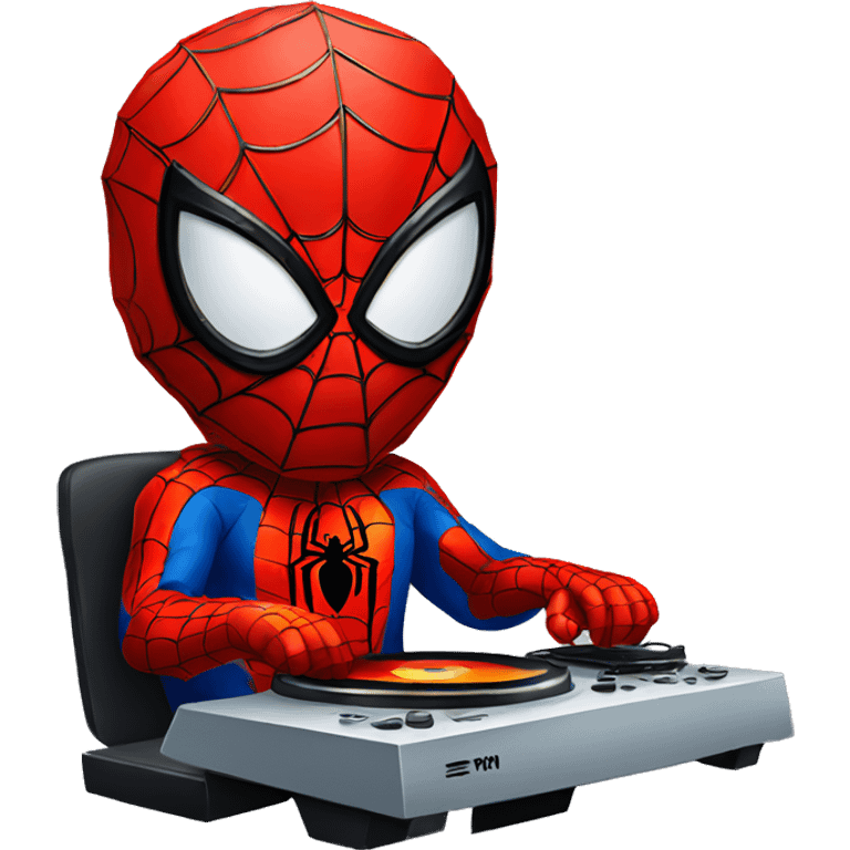 Spiderman using disk jockey emoji