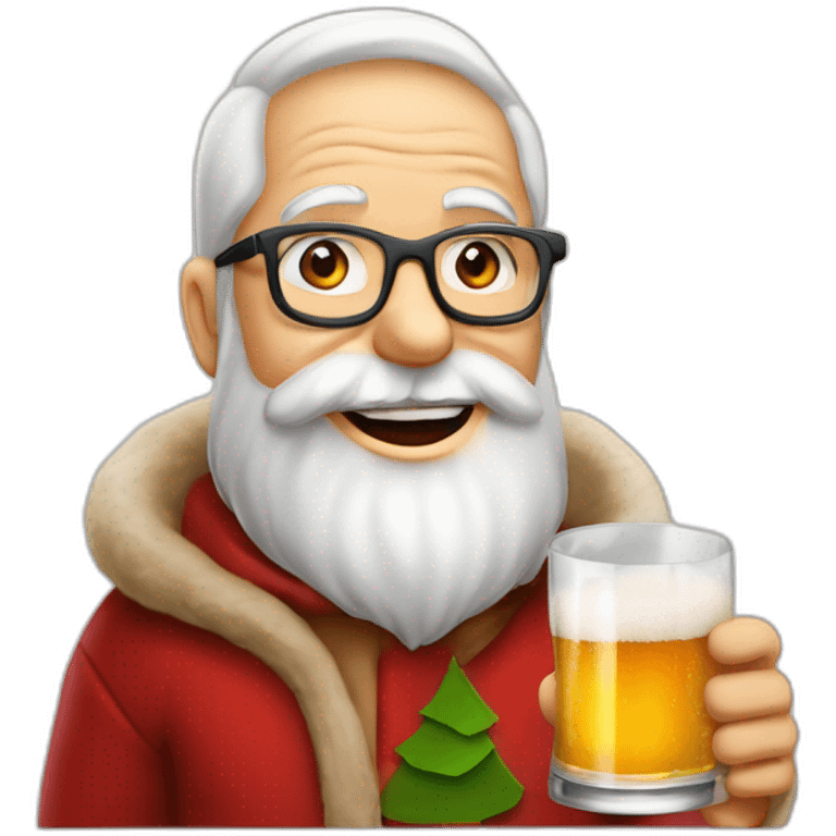 Père Noël qui offre un verre de bière à un enfant comme cadeau emoji