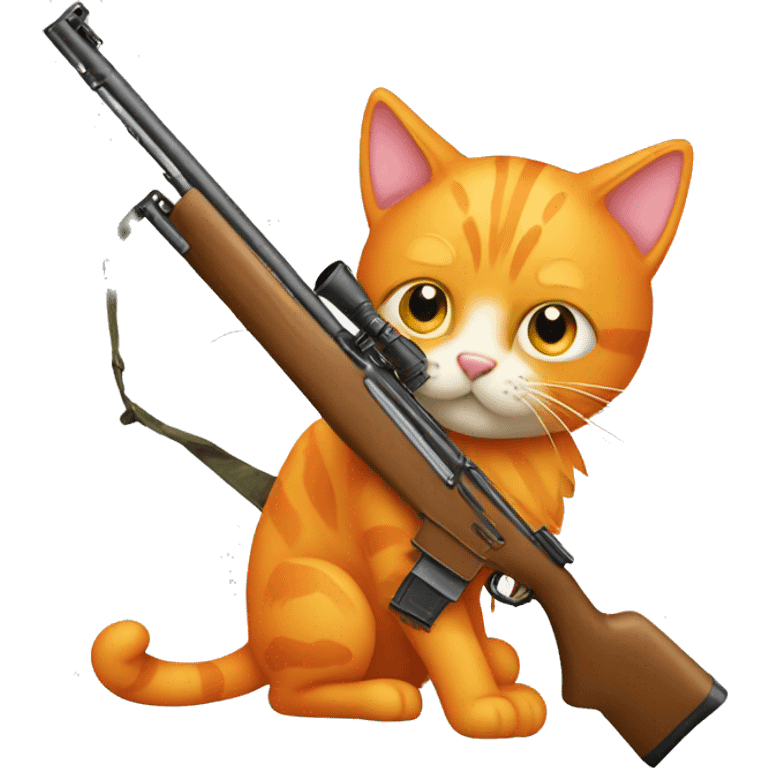 Orange cat with a hunting rifle emoji