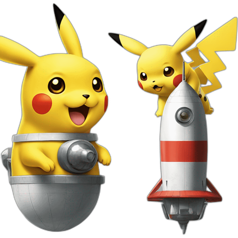 pikachu on a Tintin's rocket emoji