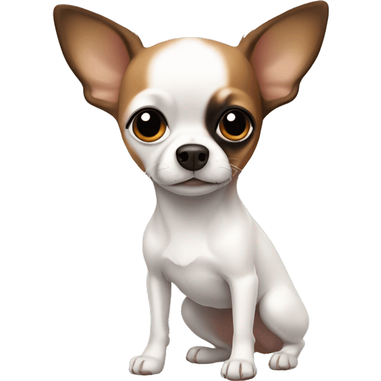 Chihuahua with white body but black and brown parts on face emoji