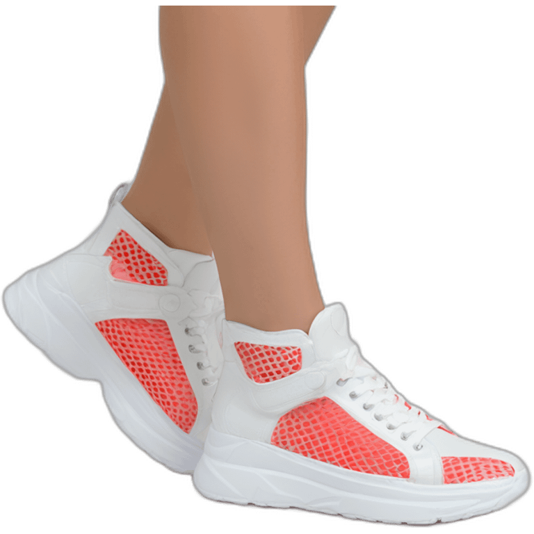 Ribber-trimmed mesh pvc sneakers crimsom emoji