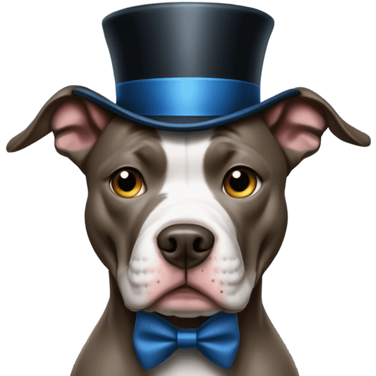 Blue pitbull standing up with a top hat and monocle glasses emoji