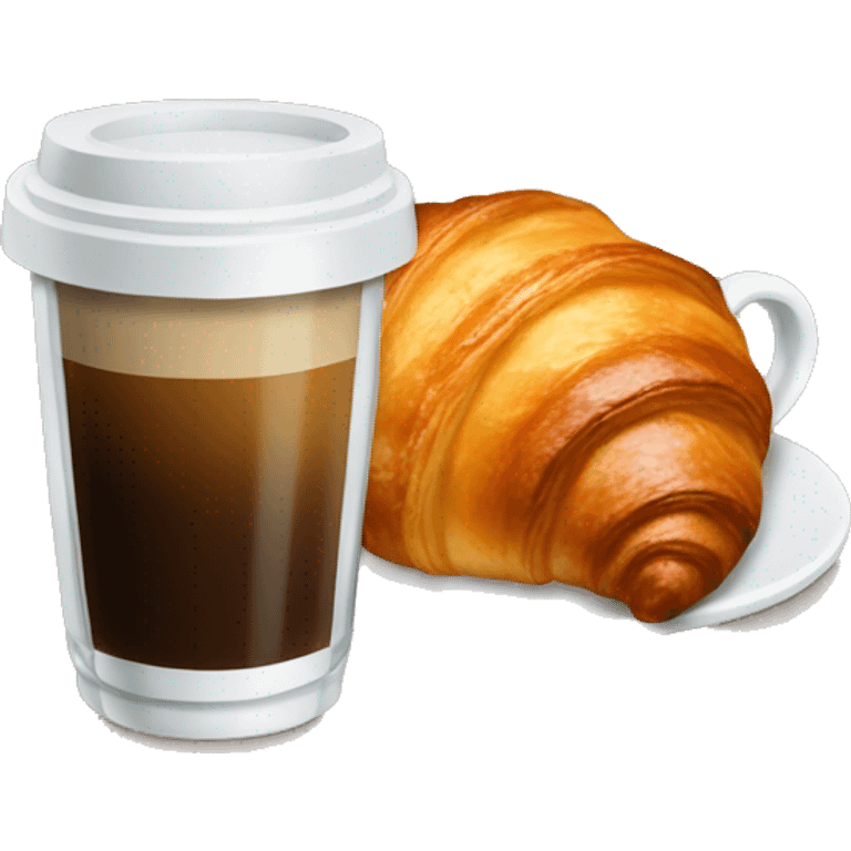 A glass of coffee with a croissant emoji