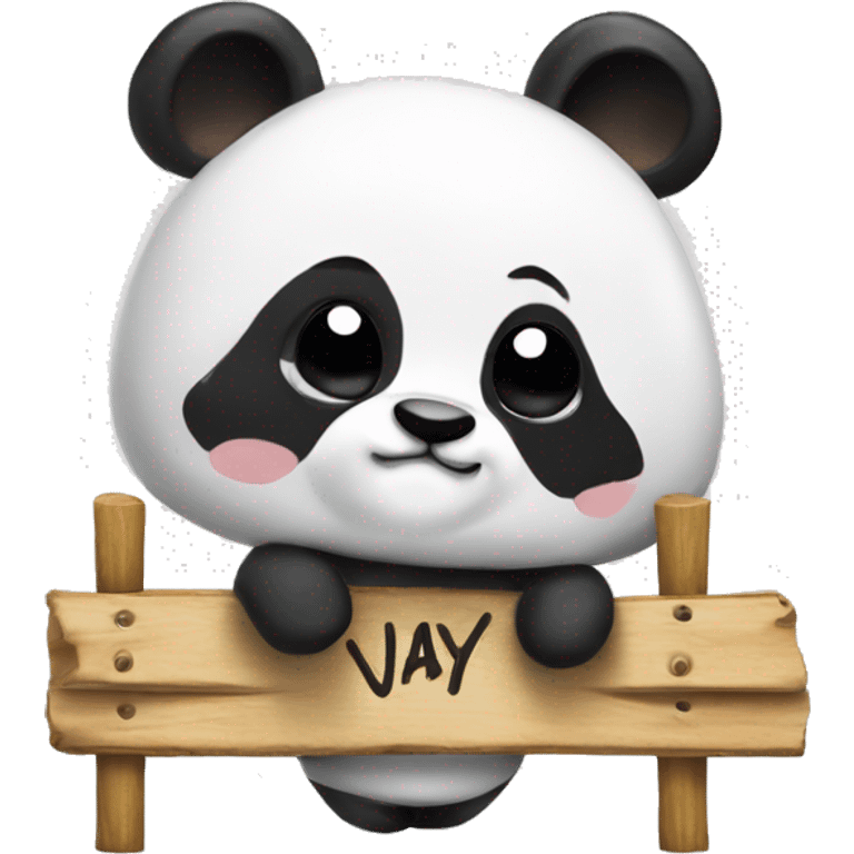 A panda with YAY written on a sign  emoji