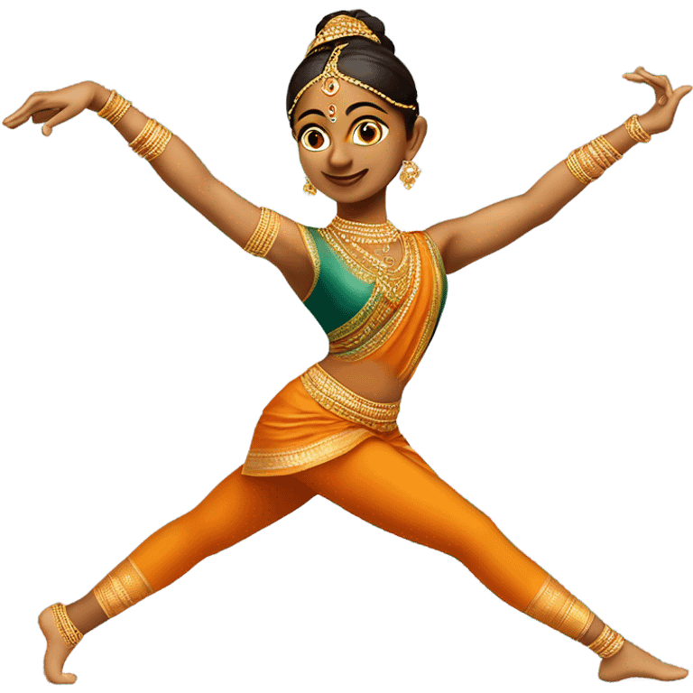 a bharatanatyam dancer with medium to deep skin tone doing the nataraja pose emoji