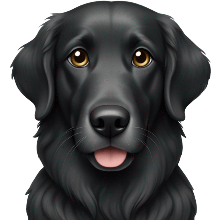 Black golden retriever with grey chest emoji