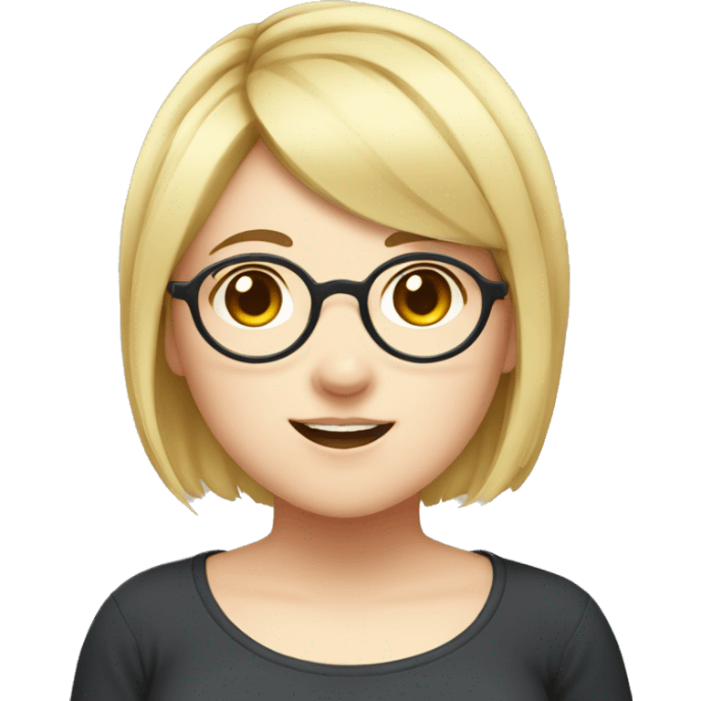 Chubby anime girl with glasses and short blonde hair emoji