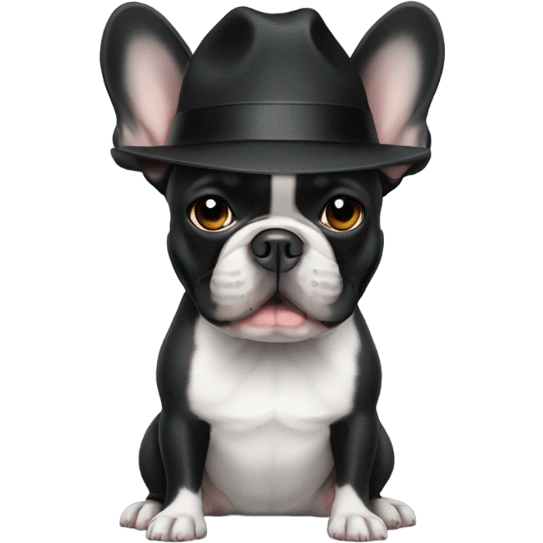 french bulldog black wearing a hat emoji