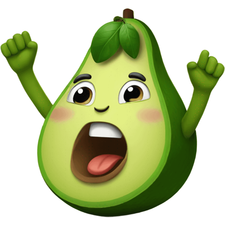 happy avocado with hands up emoji